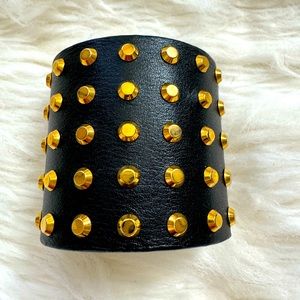 Michael Kors Black Cuff Bracelet with Gold Studs